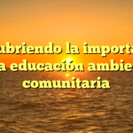 Descubriendo la importancia de la educación ambiental comunitaria